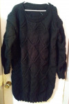 Robe noire carreaux manches longues pour femme x-large