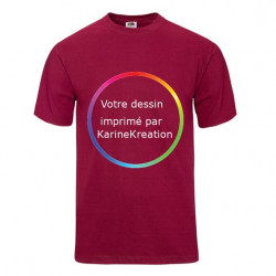 T-shirt magenta personnalisé en coton épais avec impression à l'encre
