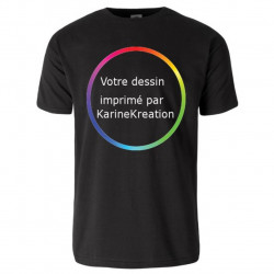 T-shirt noir personnalisé en coton épais avec impression à l'encre