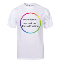 T-shirt blanc personnalisé en coton épais avec impression à l'encre