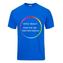 T-shirt bleu personnalisé en coton épais avec impression à l'encre