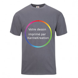 T-shirt gris personnalisé en coton épais avec impression à l'encre
